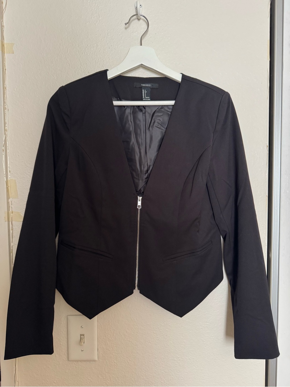 Forever 21 Black Zip-Front Tailored Blazer